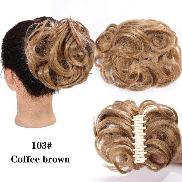 Synthetic Women's Hair Bun Bands Short Curly Chignon Hairpins Claw In Hairpieces for Fake False Hair Scrunchy Black Brown Wigs For Black Women Cosplay Wigs For Women - Pendo Store
