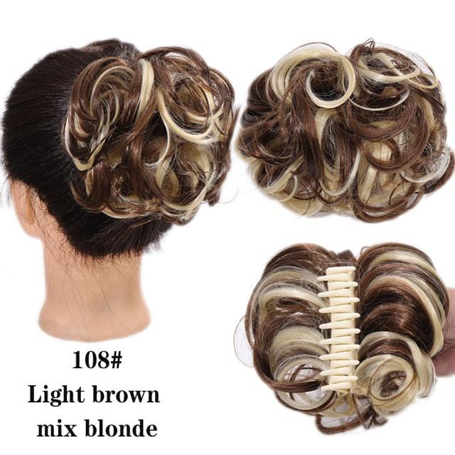 Synthetic Women's Hair Bun Bands Short Curly Chignon Hairpins Claw In Hairpieces for Fake False Hair Scrunchy Black Brown Wigs For Black Women Cosplay Wigs For Women - Pendo Store