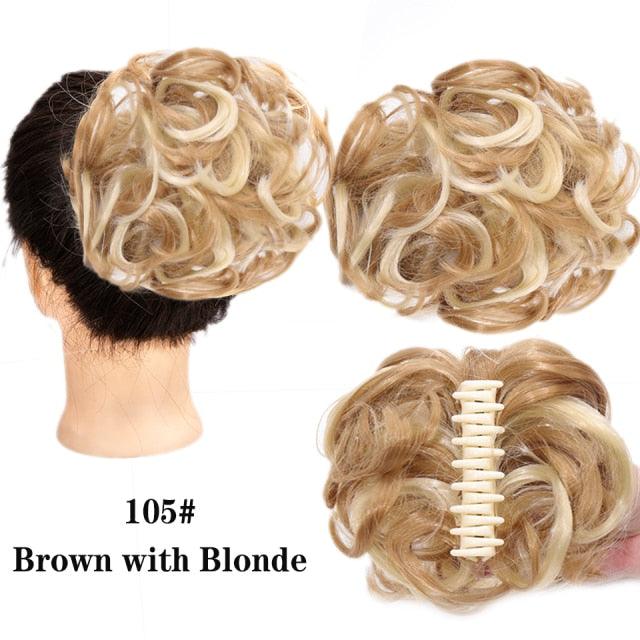 Synthetic Women's Hair Bun Bands Short Curly Chignon Hairpins Claw In Hairpieces for Fake False Hair Scrunchy Black Brown Wigs For Black Women Cosplay Wigs For Women - Pendo Store