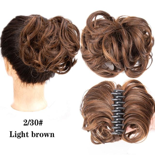 Synthetic Women's Hair Bun Bands Short Curly Chignon Hairpins Claw In Hairpieces for Fake False Hair Scrunchy Black Brown Wigs For Black Women Cosplay Wigs For Women - Pendo Store