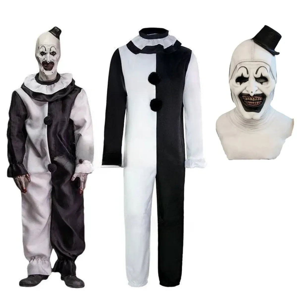 Terrifier 2 Art The Clown Cosplay Costume – Jumpsuit & Mask Halloween Set - Pendo Store