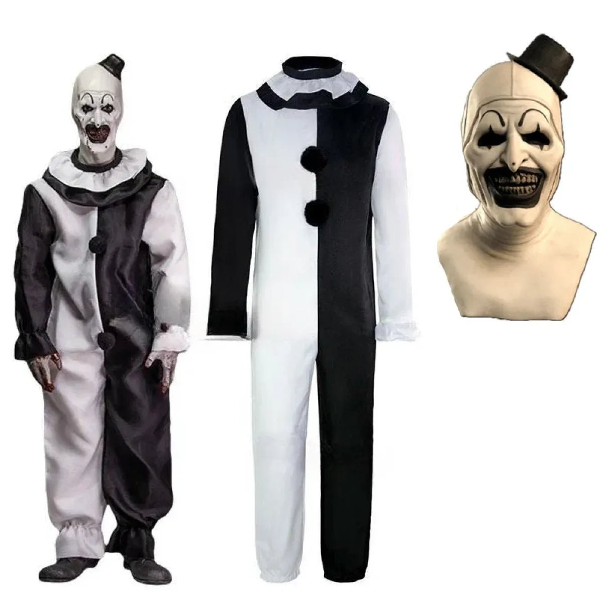 Terrifier 2 Art The Clown Cosplay Costume – Jumpsuit & Mask Halloween Set - Pendo Store