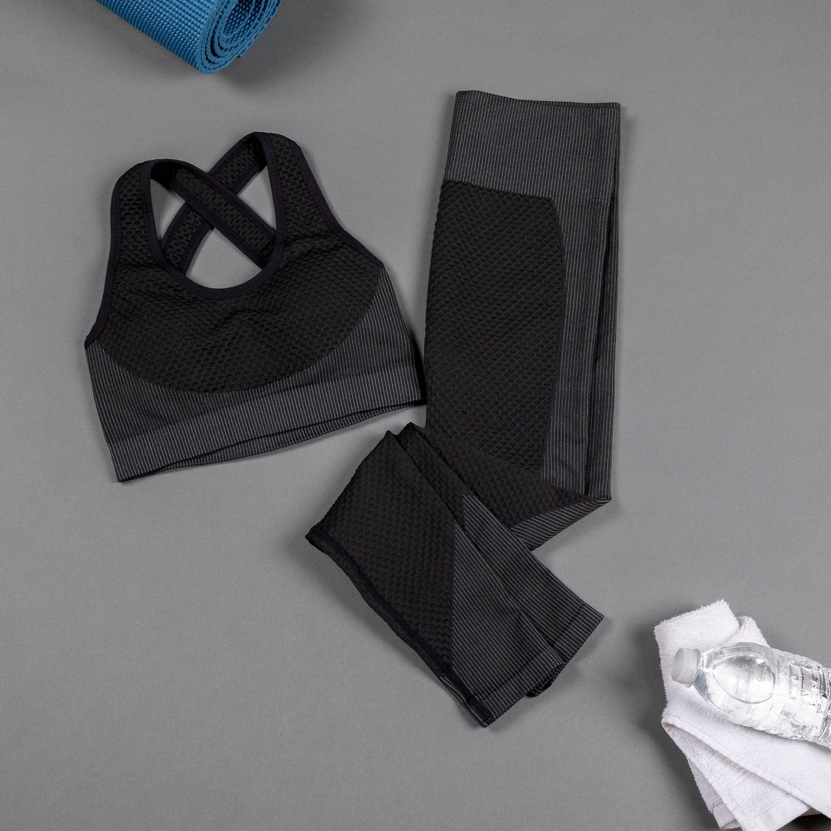 Textured Leggings & Sports Bra Activewear Set - Pendo Store