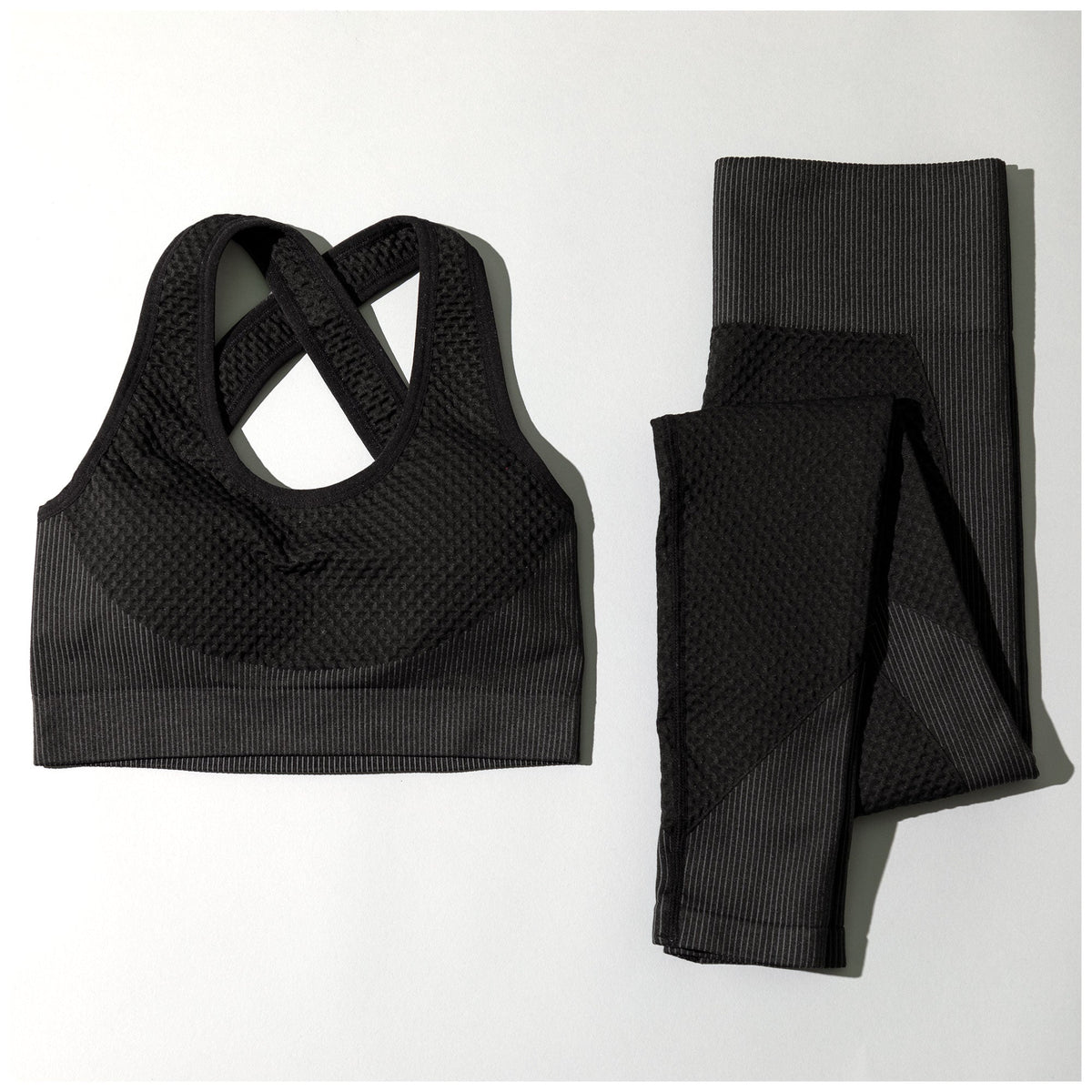 Textured Leggings & Sports Bra Activewear Set - Pendo Store