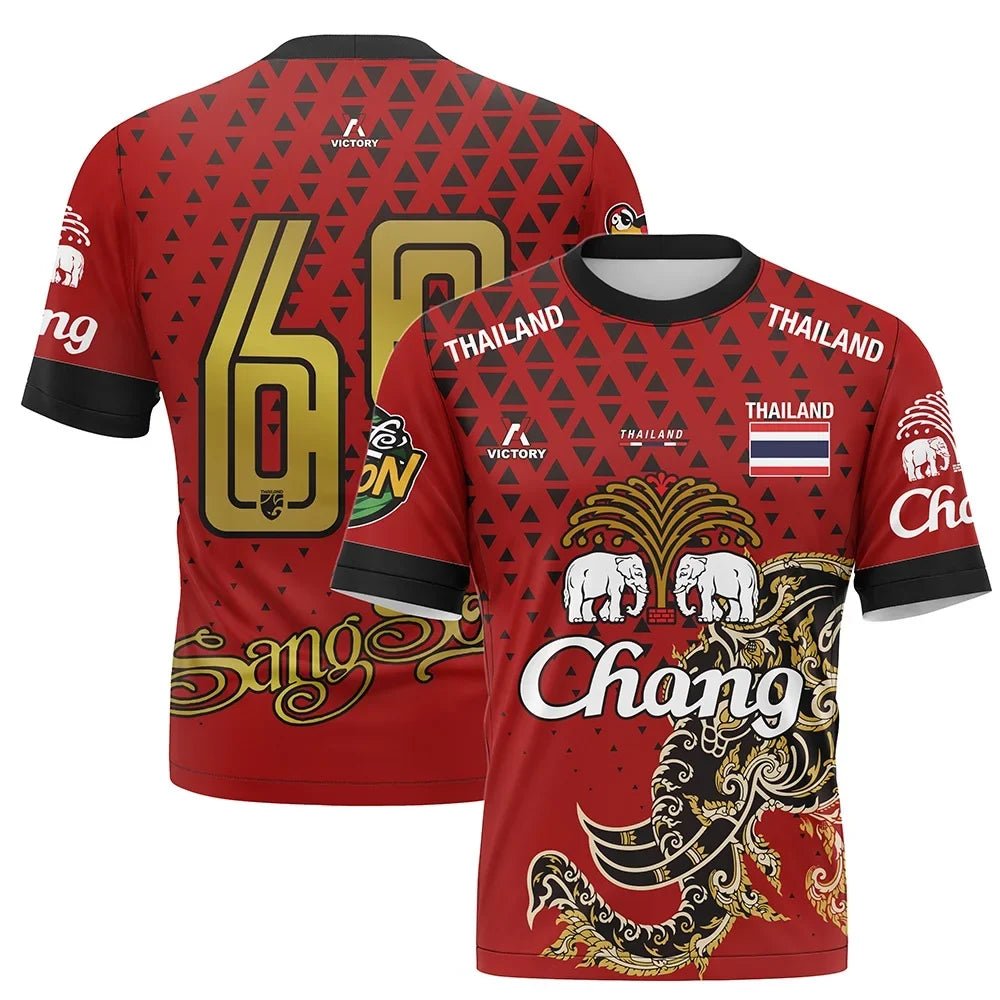 Thailand National Elephant Thai Pattern Football Jersey T-Shirt Men Women Unisex Country Pride Graphic Tee Summer outdoors - Pendo Store