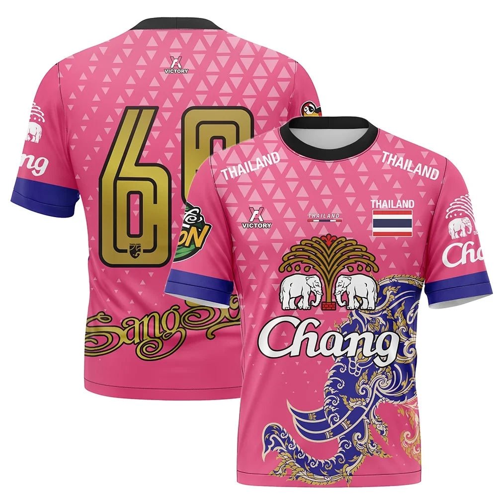 Thailand National Elephant Thai Pattern Football Jersey T-Shirt Men Women Unisex Country Pride Graphic Tee Summer outdoors - Pendo Store