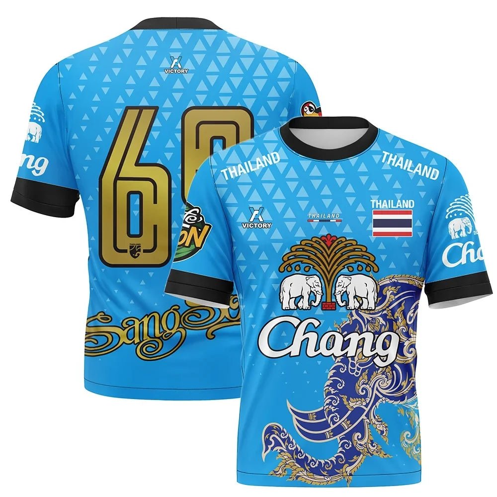 Thailand National Elephant Thai Pattern Football Jersey T-Shirt Men Women Unisex Country Pride Graphic Tee Summer outdoors - Pendo Store