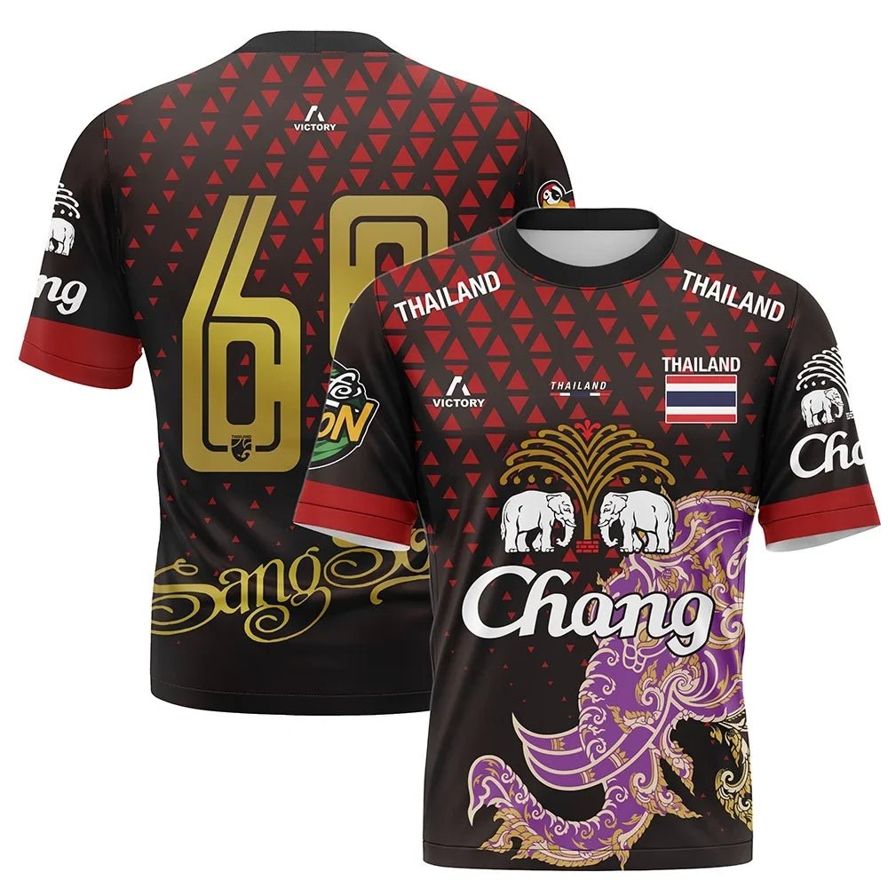 Thailand National Elephant Thai Pattern Football Jersey T-Shirt Men Women Unisex Country Pride Graphic Tee Summer outdoors - Pendo Store