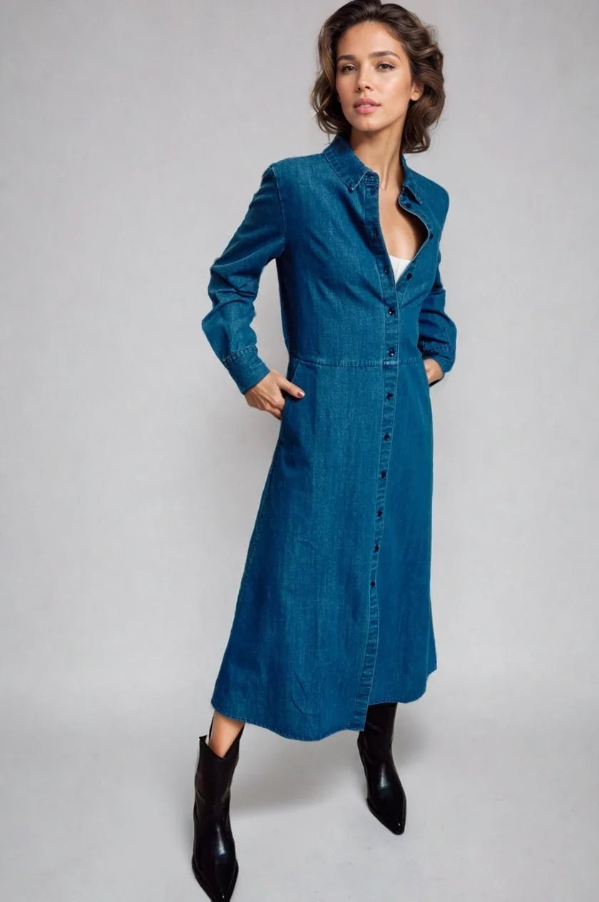 The Sunday Stroll Denim Shirt Dress - Pendo Store
