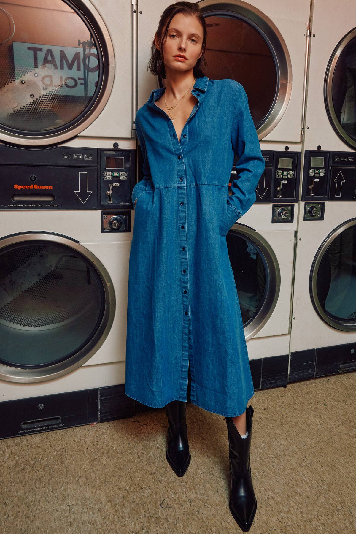 The Sunday Stroll Denim Shirt Dress - Pendo Store