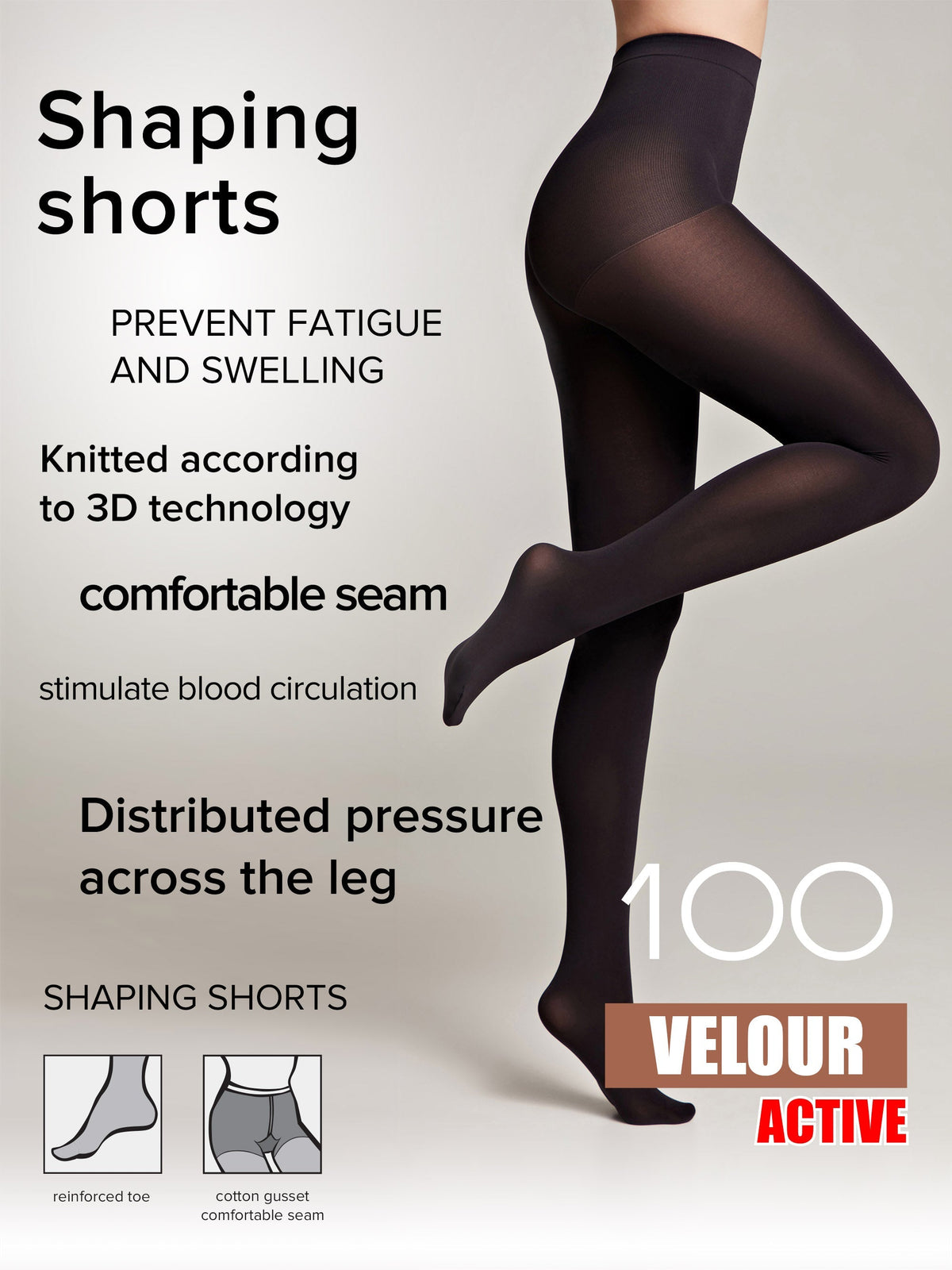 Tights Conte Velour Active 100 Den - Matte Support & Compression - Pendo Store