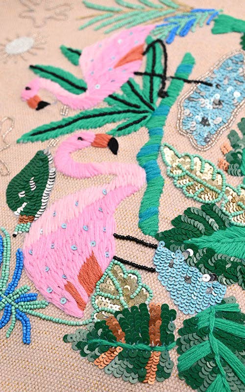 Tropical Pink Flamenco Embellished Tote – Artisanal Elegance - Pendo Store