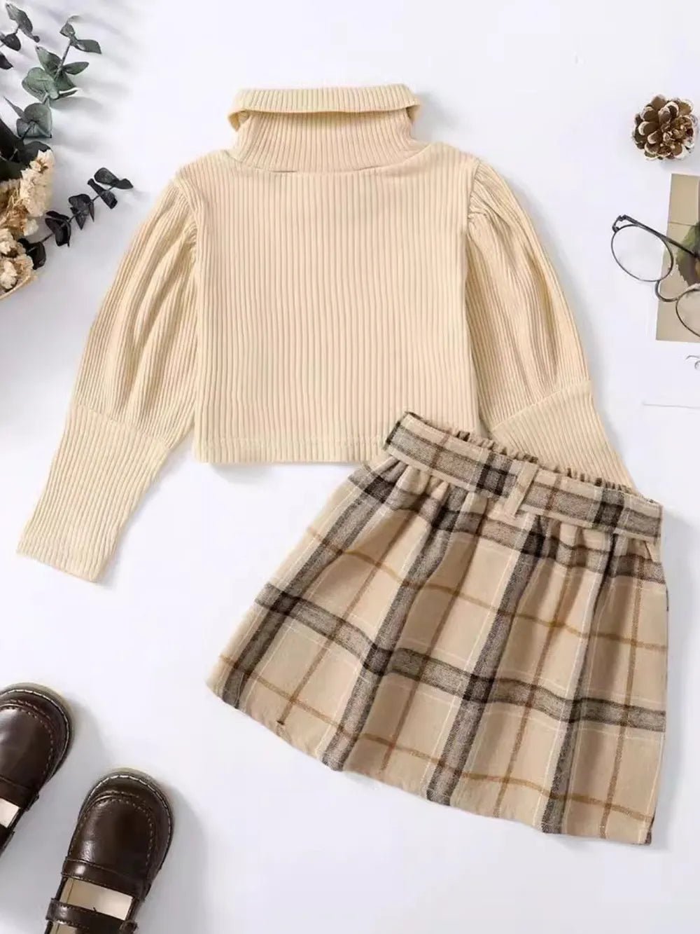 Turtleneck Long Sleeve Top and Skirt Set - Pendo Store