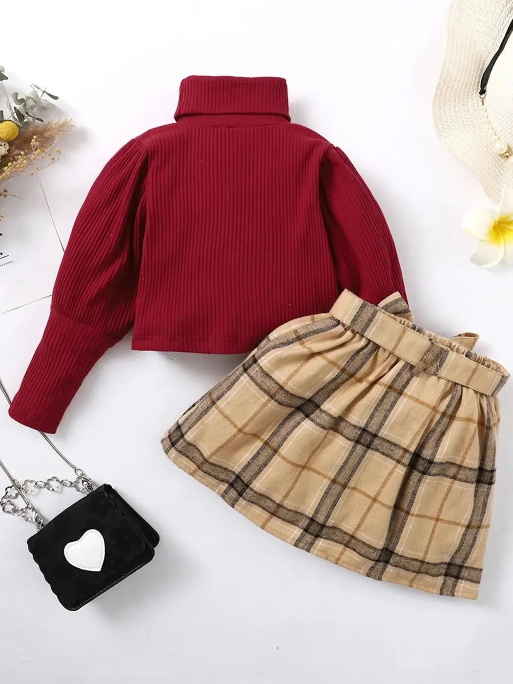 Turtleneck Long Sleeve Top and Skirt Set - Pendo Store