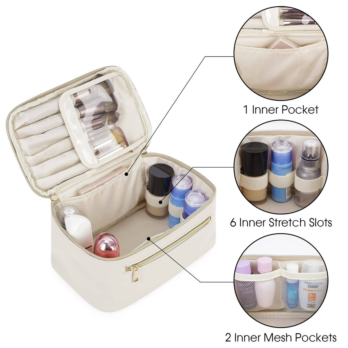 Vegan Leather Cosmetic Brush Bags Makeup Case : Milky White - Pendo Store