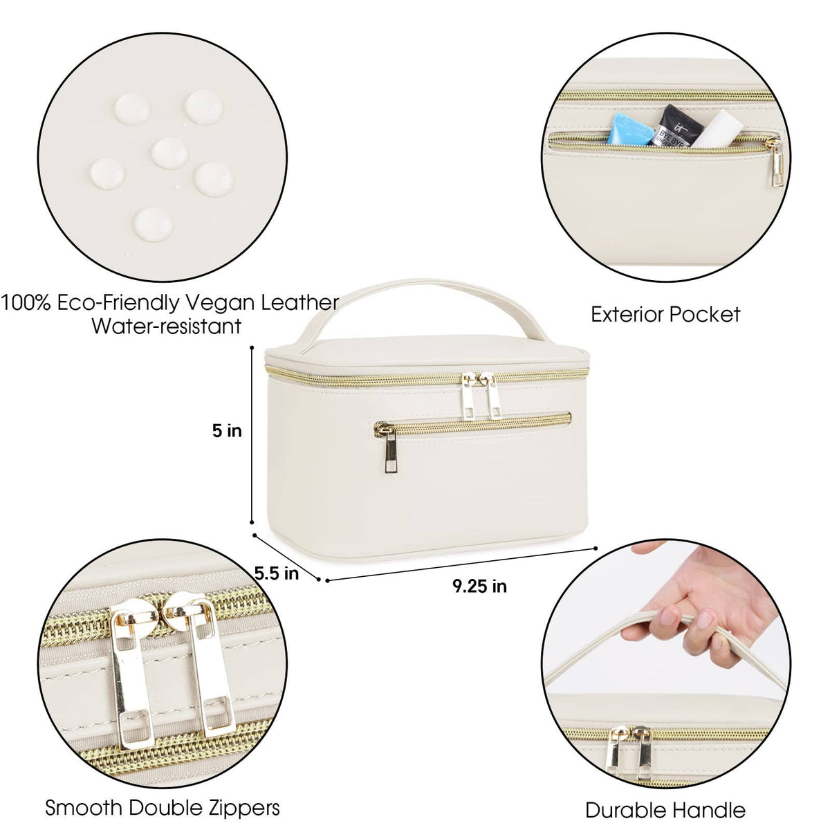 Vegan Leather Cosmetic Brush Bags Makeup Case : Milky White - Pendo Store