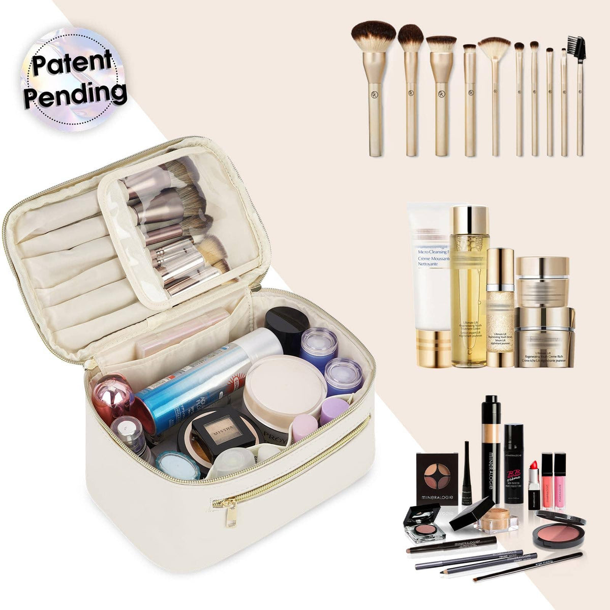 Vegan Leather Cosmetic Brush Bags Makeup Case : Milky White - Pendo Store