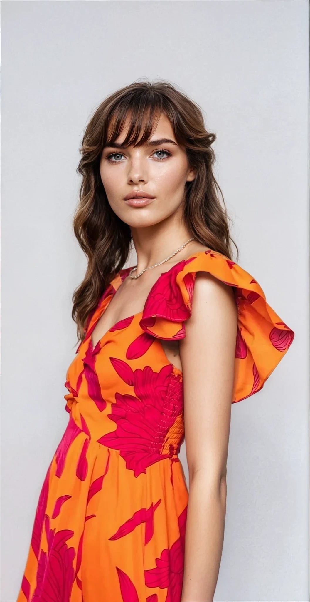 Vibrant Fire Floral High Low Maxi Dress - Pendo Store