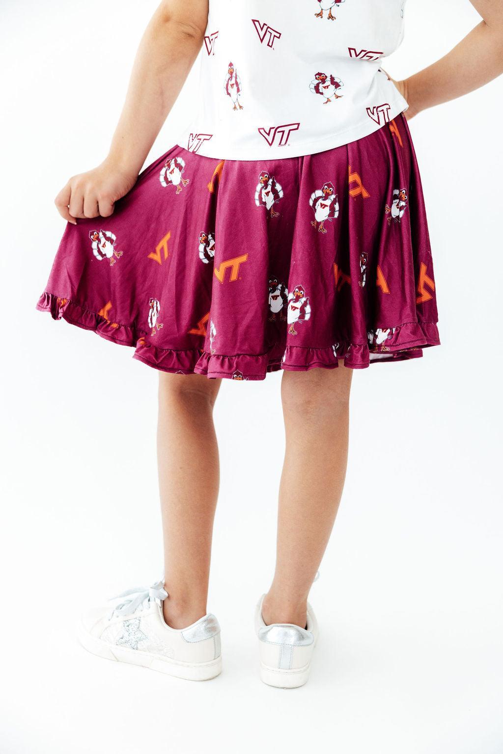 Virginia Tech Maroon Hokie Ruffle Twirl Skort - Pendo Store