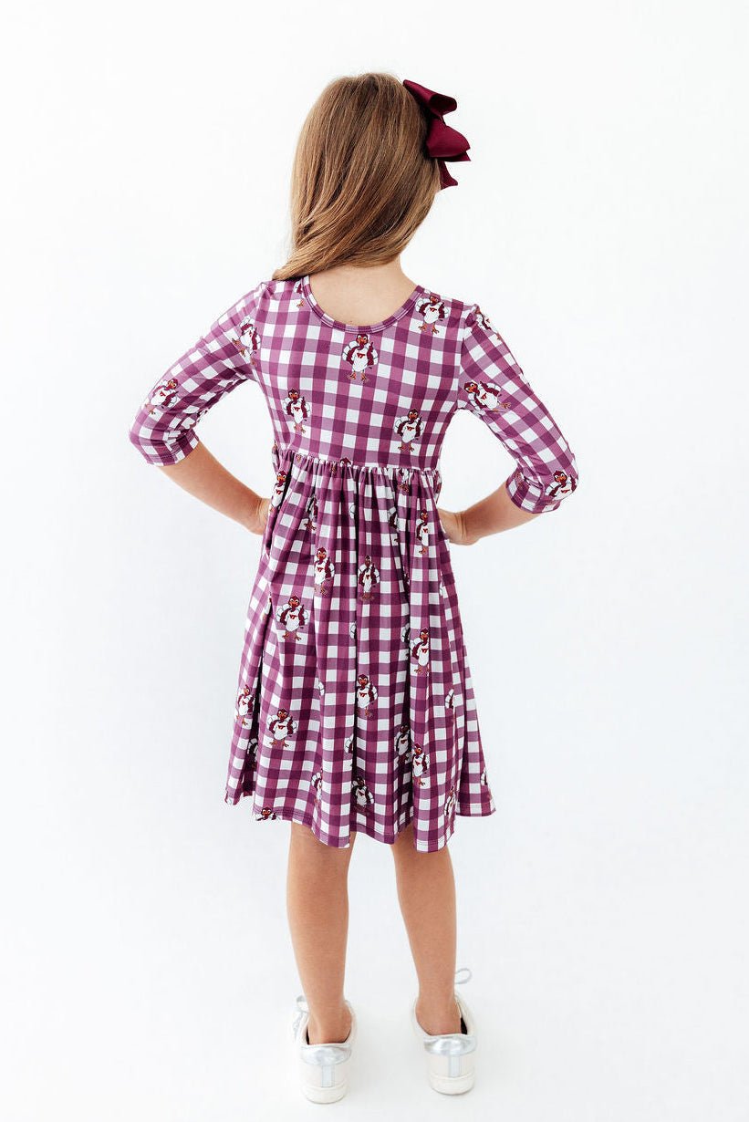Virginia Tech Plaid Hokie 3/4 Sleeve Pocket Twirl Dress - Pendo Store