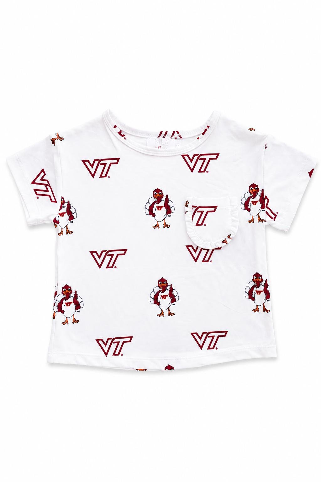 Virginia Tech White Hokie Ruffle Pocket Tee - Pendo Store