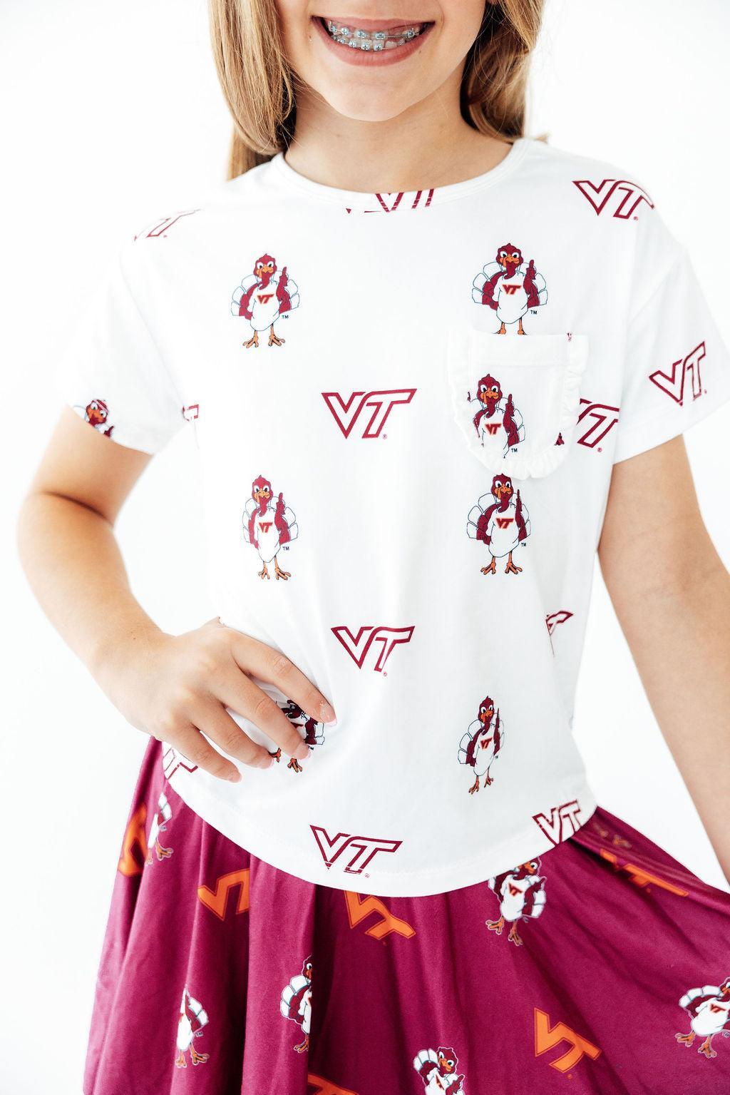 Virginia Tech White Hokie Ruffle Pocket Tee - Pendo Store