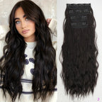 Voluminous Brown-Blonde Clip-In Extensions: 60.96 cm Wavy & Curly Synthetic Hair Set - Pendo Store