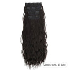 Voluminous Brown-Blonde Clip-In Extensions: 60.96 cm Wavy & Curly Synthetic Hair Set - Pendo Store