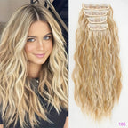 Voluminous Brown-Blonde Clip-In Extensions: 60.96 cm Wavy & Curly Synthetic Hair Set - Pendo Store