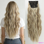 Voluminous Brown-Blonde Clip-In Extensions: 60.96 cm Wavy & Curly Synthetic Hair Set - Pendo Store