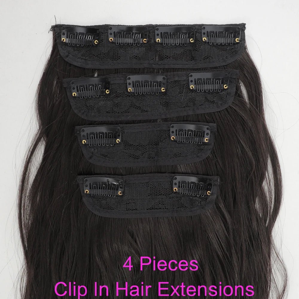 Voluminous Brown-Blonde Clip-In Extensions: 60.96 cm Wavy & Curly Synthetic Hair Set - Pendo Store