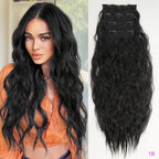 Voluminous Brown-Blonde Clip-In Extensions: 60.96 cm Wavy & Curly Synthetic Hair Set - Pendo Store