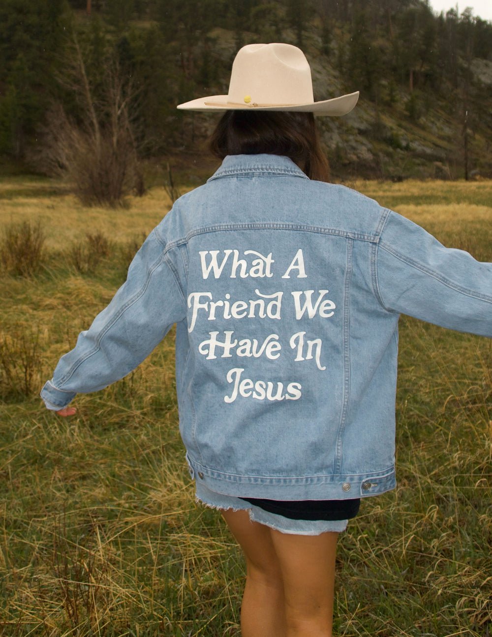 What a Friend In Jesus Denim Jacket - Pendo Store