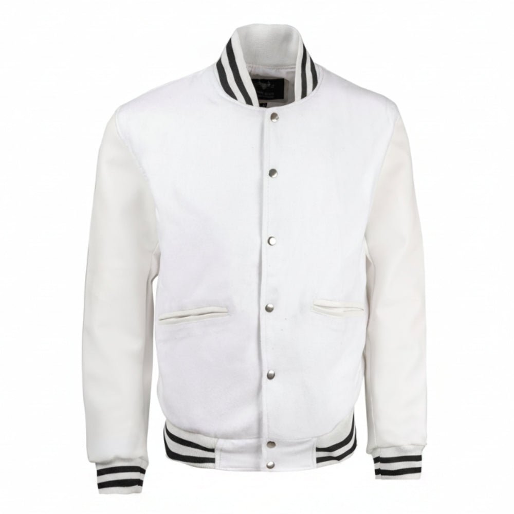 White and Black Varsity Jacket - Pendo Store
