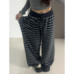 Grunge Stripe Knit Wide Leg Pants
