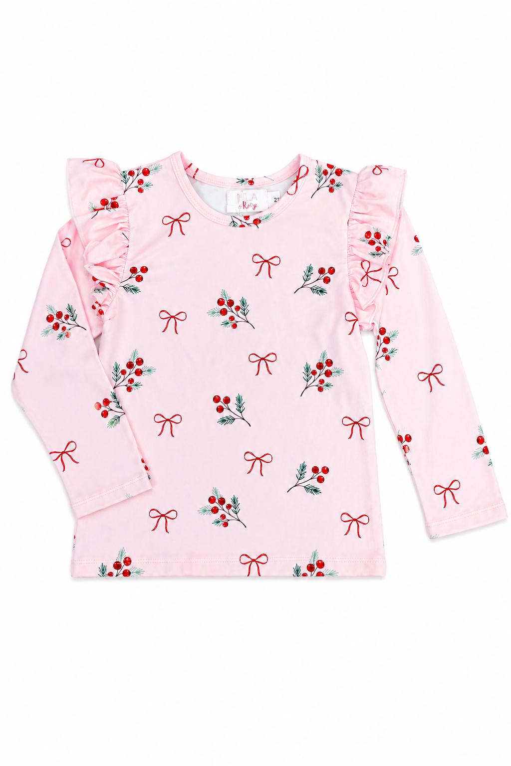 Winter Berries L/S Ruffle Tee - Pendo Store