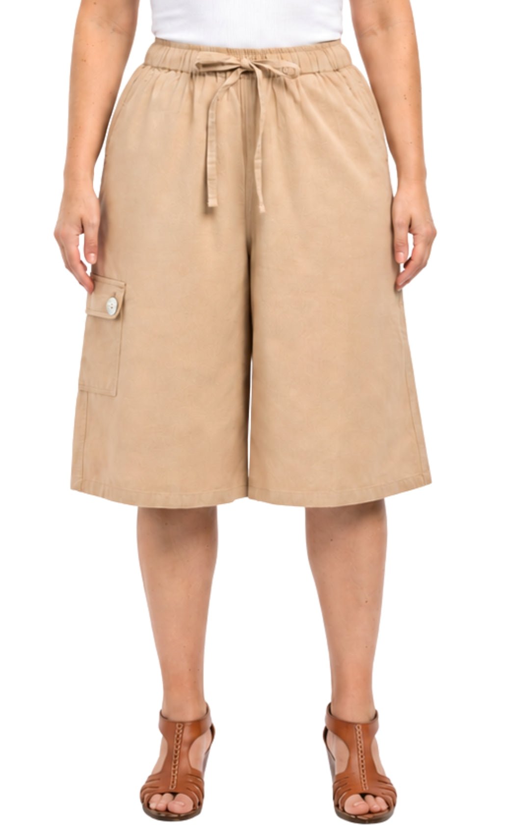 Women's 100% Calcutta Cotton Split Skirt Culottes with Cargo Pockets - Pendo Store