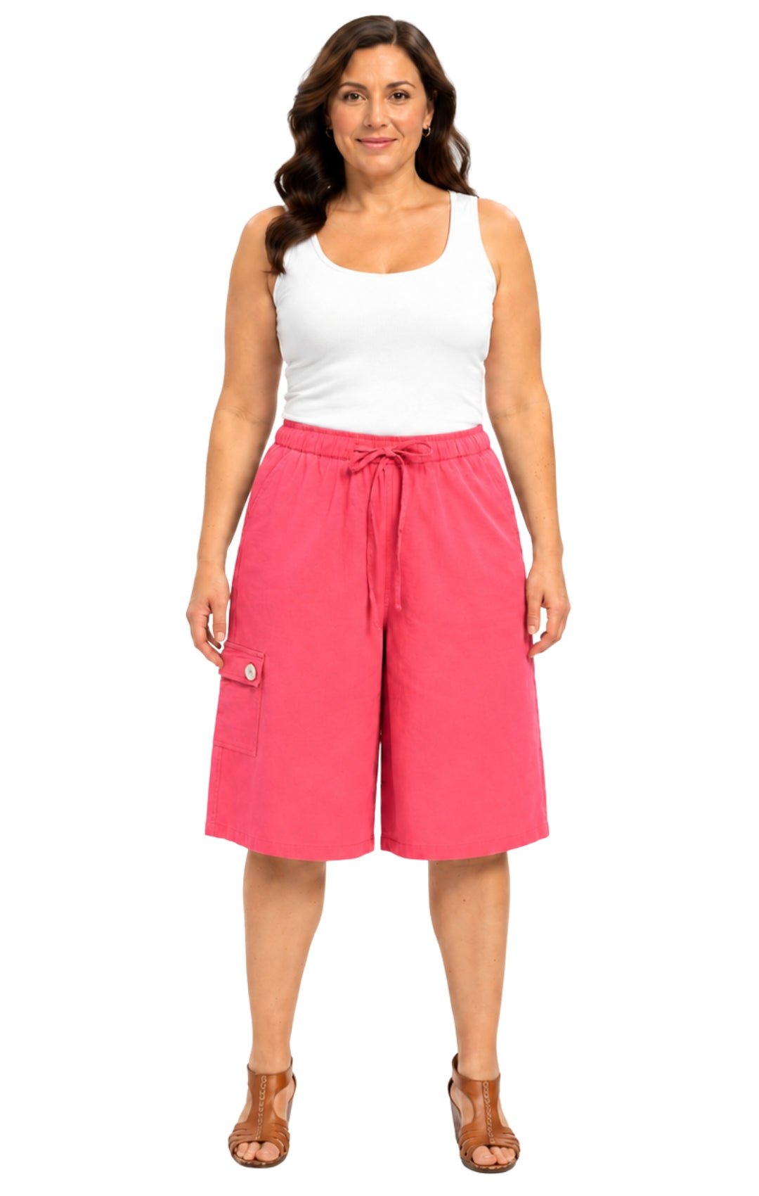 Women's 100% Calcutta Cotton Split Skirt Culottes with Cargo Pockets - Pendo Store