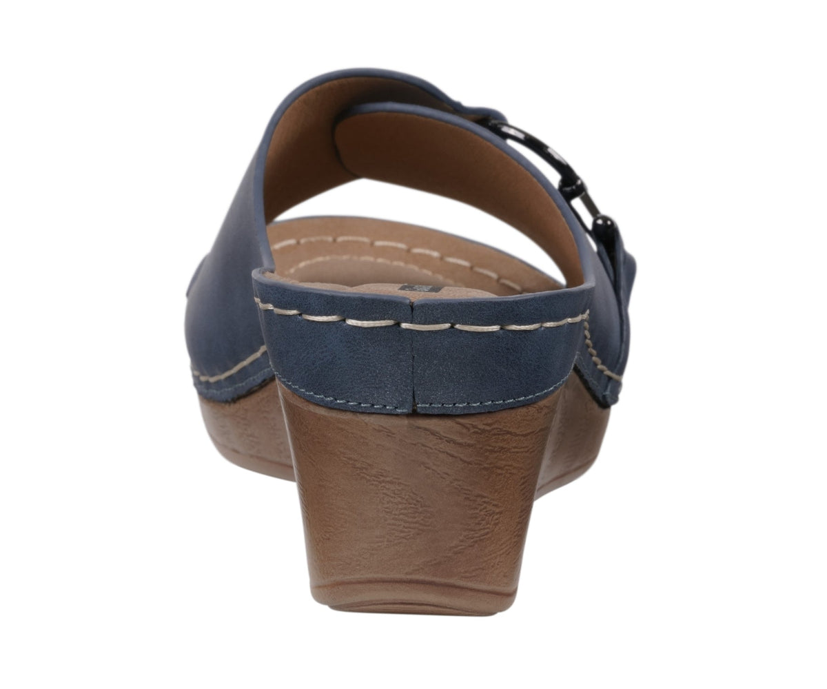 Women's Bay Navy Wedge Sandals - Pendo Store