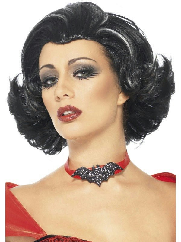 Women's Bijou Boudoir Black Vampiress Wig with White Streaks - Pendo Store