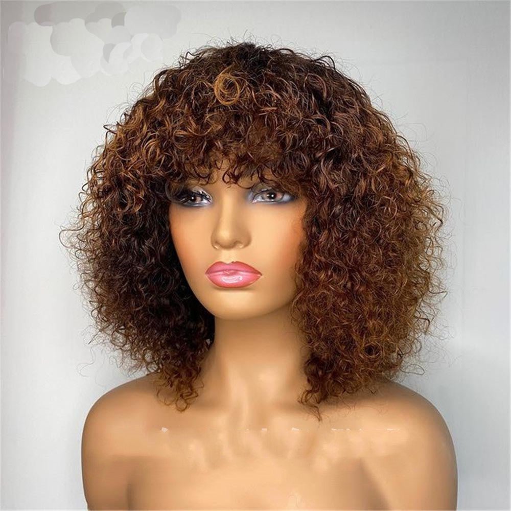 Women's Black African Small Curly Short Curly Hair Wig Long Hair Wig Short Curly Hair - Pendo Store