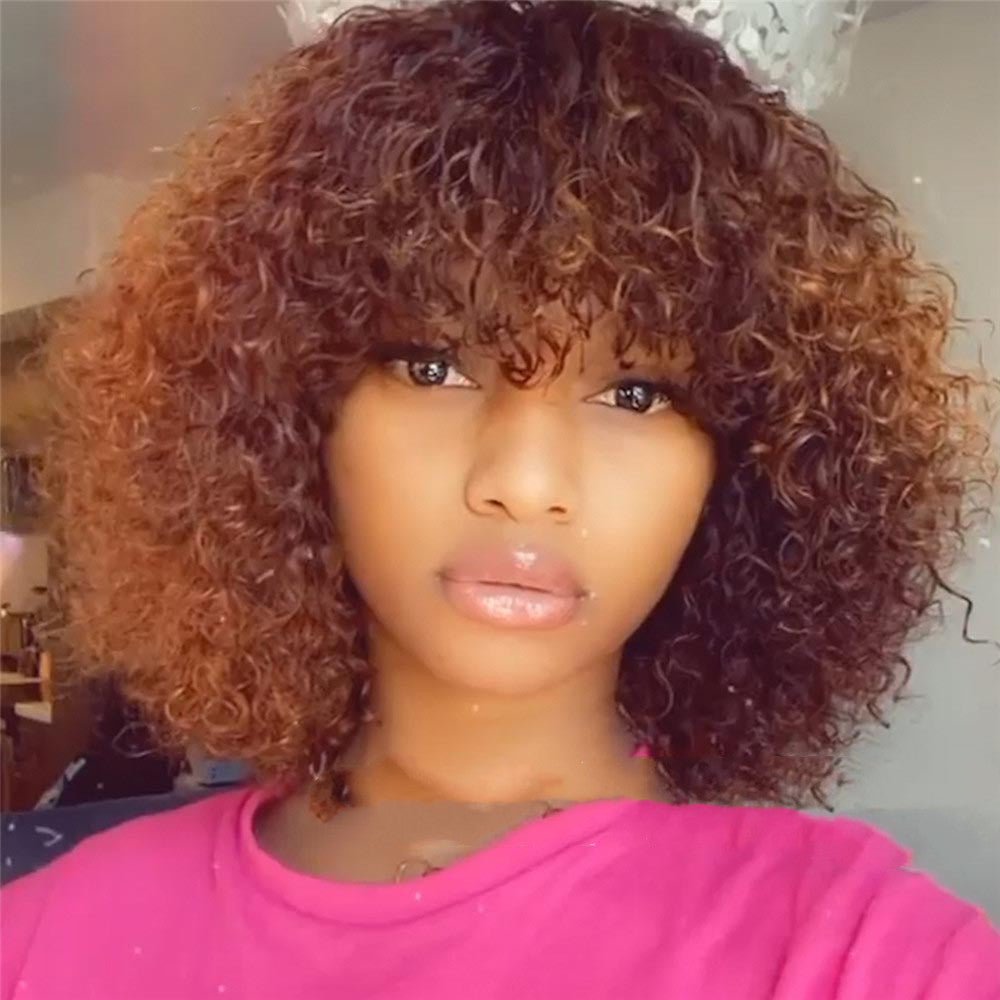 Women's Black African Small Curly Short Curly Hair Wig Long Hair Wig Short Curly Hair - Pendo Store