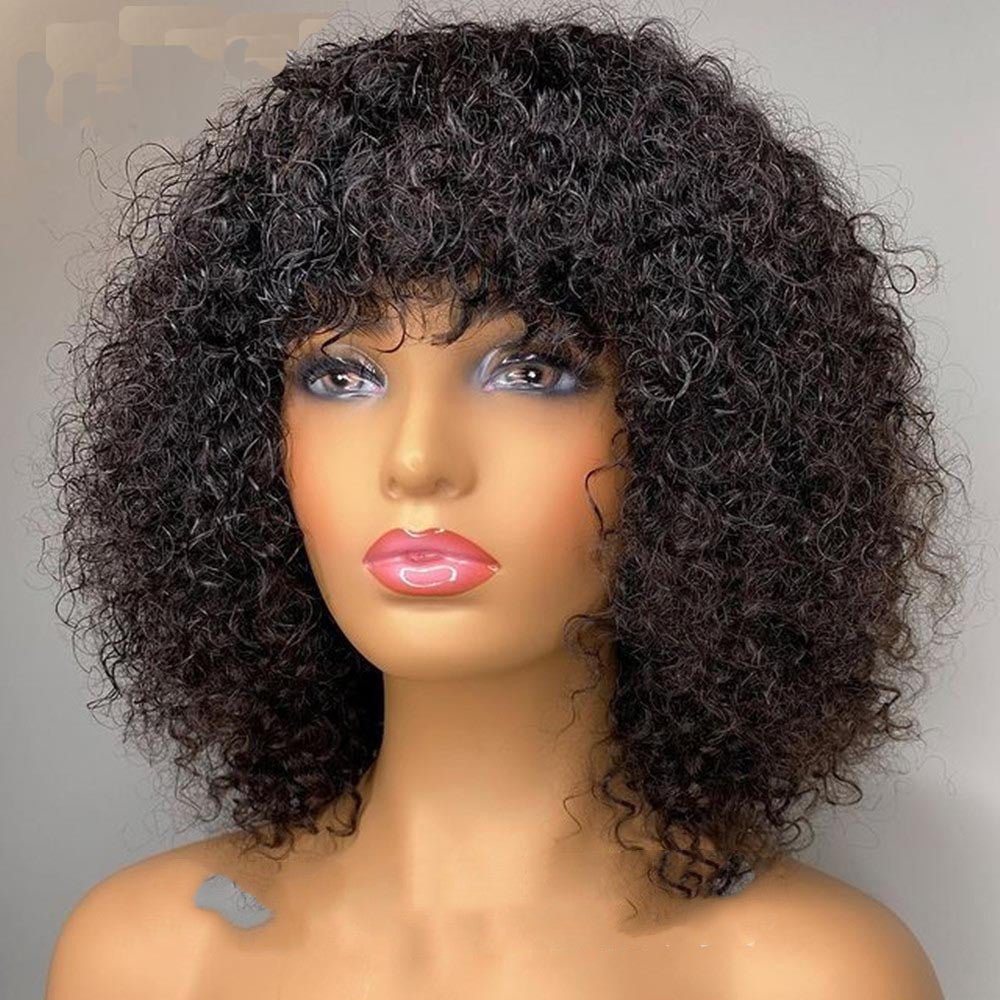 Women's Black African Small Curly Short Curly Hair Wig Long Hair Wig Short Curly Hair - Pendo Store
