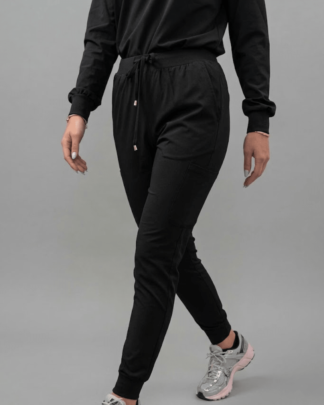 Women's Black Cargo Joggers - Black & Gold Details - Pendo Store