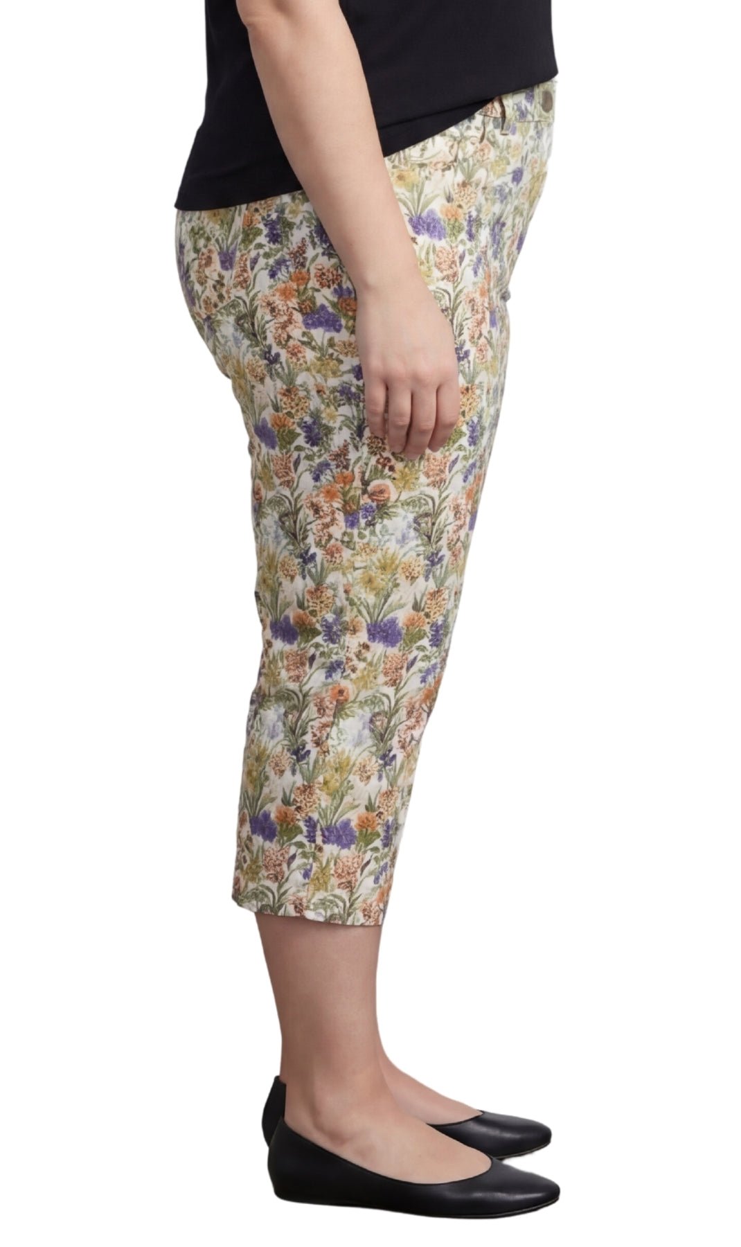 Women's Botanical Bloom Capri Pants with Front Pockets — Concealed Zipper - Pendo Store