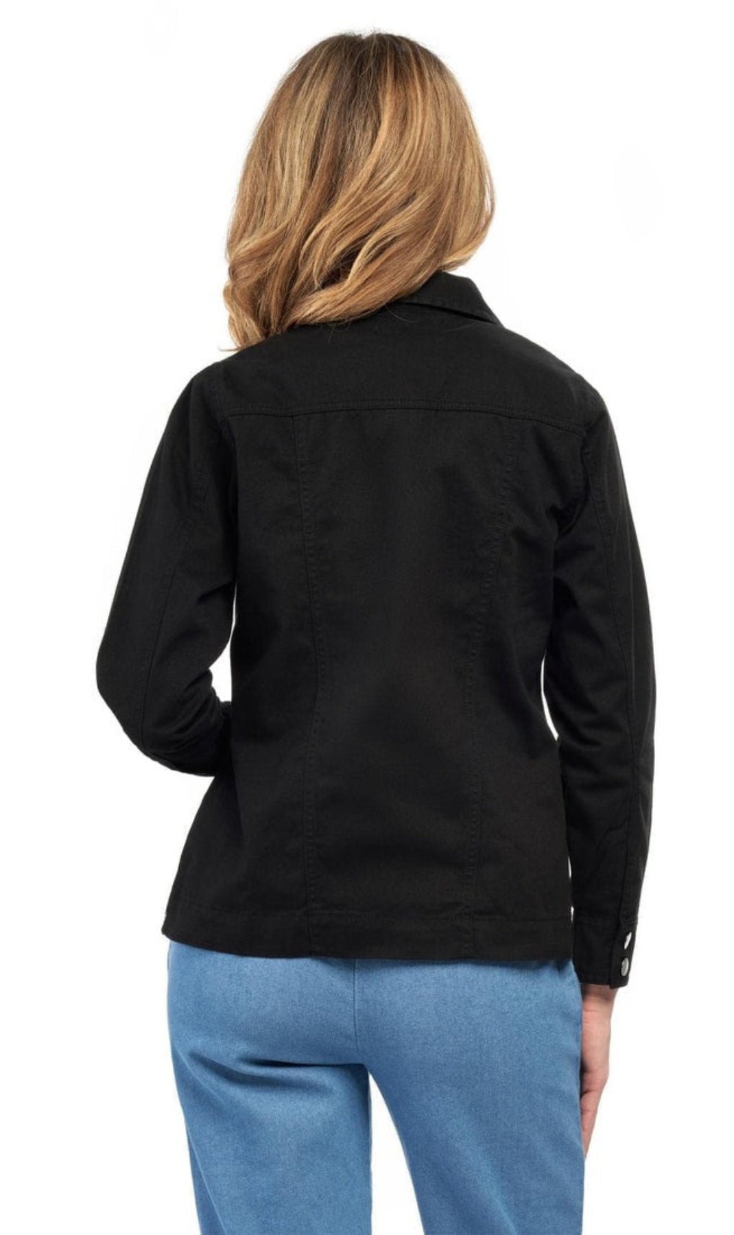 Women's Button Front Brushed Twill Jacket with Collar and Patch Pockets - Pendo Store