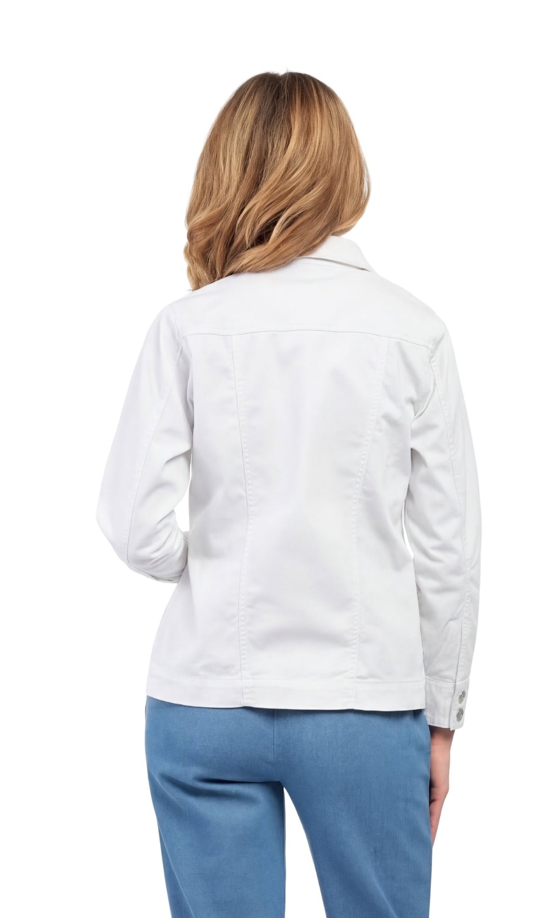 Women's Button Front Brushed Twill Jacket with Collar and Patch Pockets - Pendo Store