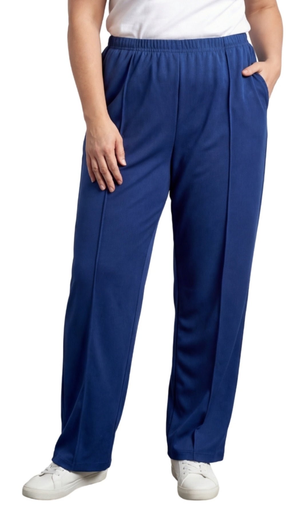 Women's Classic Pull-On Poly Knit Pants — Elastic Waist Dress Slacks - Pendo Store