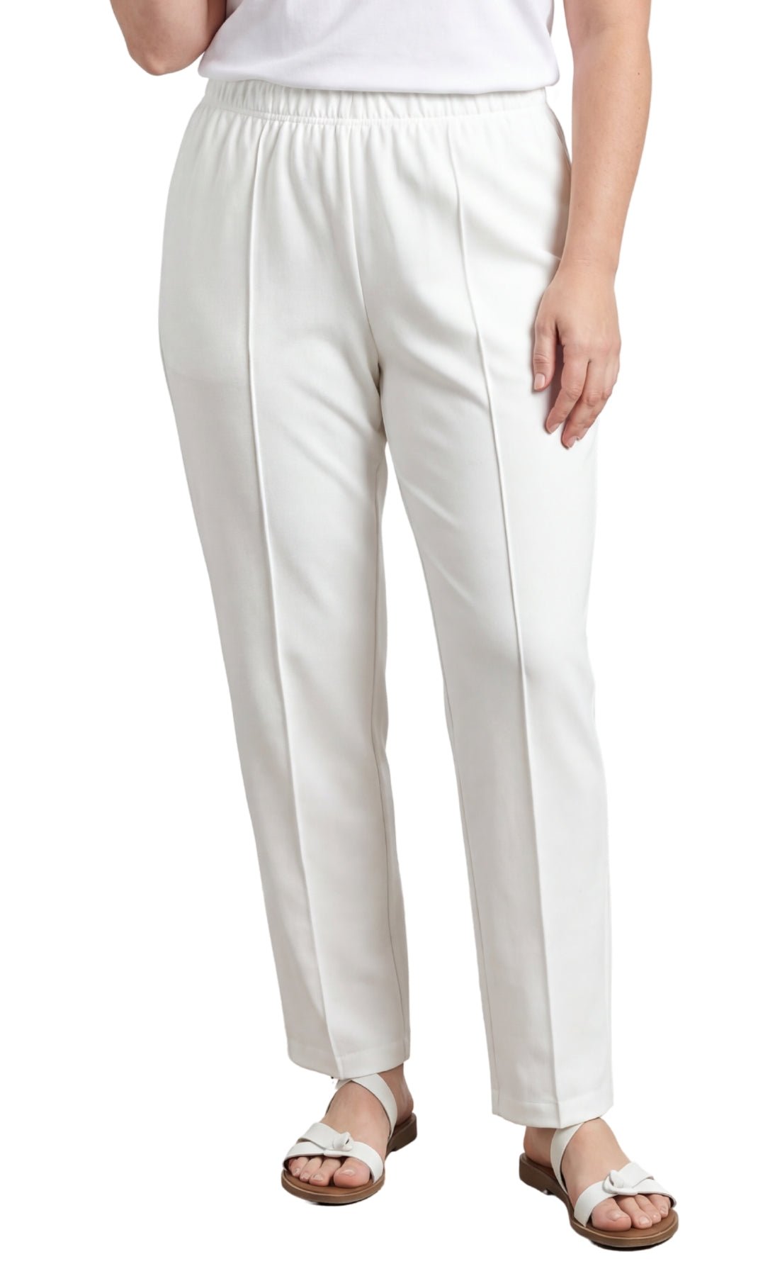 Women's Classic Pull-On Poly Knit Pants — Elastic Waist Dress Slacks - Pendo Store