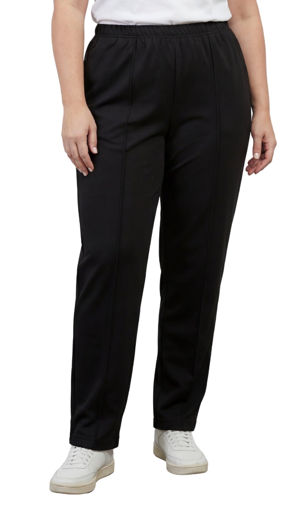 Women's Classic Pull-On Poly Knit Pants — Elastic Waist Dress Slacks - Pendo Store